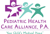 Pediatric Health Care Alliance logo for our pediatric medical practice focused on primary care, urgent care, developmental pediatrics, and mental health counseling across fifteen locations in Tampa Bay